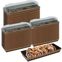 10/25pcs Paper Sushi Tray Kraft Paper Sushi Box with Window Rectangle Food Tray Meal Storage Container for Cake Packing Gift Box