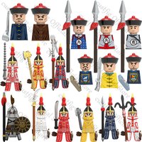 Medieval Military Chinese Qing Dynasty Soldier Figures Building Blocks Castle Knights Armor Shield Helmet Weapon Bricks Toy Gift