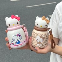 1pc HelloKitty Cute Thermos Cup, 250ml Mini Portable Water Bottle with Lanyard, Portable Outdoor Tumbler