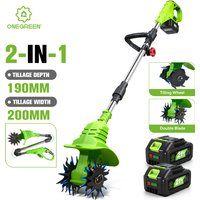 ONEGREEN Kabelloser Elektro-Kultivator 2-in-1, faltbarer, tragbarer Garten- und Rasentrimmer, Elektrowerkzeug für Makita 18V Akku