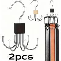1/2Pcs 360ยฐ Rotating Multi Claw Hanger Metal Hook Organizer for Bags Belts Bras Ties Scarves Wooden Home Storage Accessor