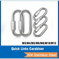 Heavy Duty Carabiner Clip M4/M5/M6/M8/M10 Stainless Steel Quick Link Carabiner for Outdoor Camping Hiking Backpacks Key Chains