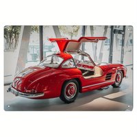 Vintage Red Classic Car Metal Sign, , Made of Iron, Wall-Mounted, Versatile, Featuring English Text with a Crafted Effect, Suit