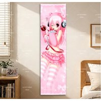 Super Sonico Tapestry Gloomy Bear Cosplay Outfit Pink Star Background Otaku Wall Decor