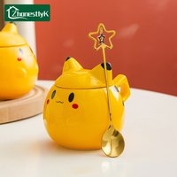 Cartoon Cat Shaped Ceramic Mug with Lid Creative Coffee Milk Tea Water Cup Cute Children Breakfast Cup Household Drinkware