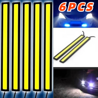 6PCS 17CM LED DRL Waterproof Driving Daytime Running Lights Strip 12V COB LED Car Aluminum Stripes Lights