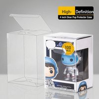 Premium Clear Heavy Duty 0.35/0.5mm Thick Pop Protector Case Compatible with 4 Inch Vinyl Figures Display with Protective Film