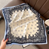 Luxury Paisley Print Square Scarf Soft Satin Bandana Vintage Windproof Head Wrap Shawl Neck Scarves Travel Beach Towel