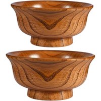 Natural Wood Bowl Sauce Salads Salad Ramen Bowl,Anti Edge High Foot Milk Tea Wooden Bowl Restaurant Creative Anti Scald Bowl