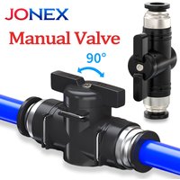 1PCS Manual Pneumatic Valve 4mm 6mm 8mm 10mm 12mm BUC Push In Connector Quick Release Hand 2-Way Fitting Air Switch for System