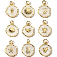 3pcs/Lot Copper Enamel Round Pendants Star Heart Conch Charms for DIY Fashion Jewelry Making Accessory