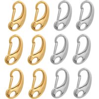 3Pcs Stainless Steel D-shaped Lobster Clasp Snap Hook Keychain Connectors Parts for Bracelet Necklace Chain DIY Jewelry Making