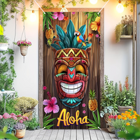 Summer door hanging banner, Summer flower tropical Hawaiian background logo, summer themed door hanging banner