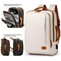 Travel laptop backpack, expandable waterproof backpack with USB charging port, 15.6-inch business work backpack, casual backpack
