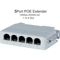 5 Port POE Extender 90W 10/100Mbps 1 in 4 Out 100 Meters Network Switch Repeater with IEEE802.3af for PoE Switch NVR IP Camera