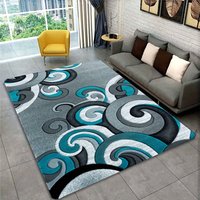 Non-Slip Swirl Pattern Area Rug for Yoga Room Bedroom Living Room Bathroom - Modern Washable Home Decor in Blue-Grey
