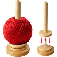 Wooden Yarn Stand Rotary Ball Yarn Spool Table Top Storage Stand Bamboo and Wood Home Braided Yarn Spool Winder