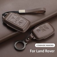 Leather Car Remote Key Case For Land Rover Range Rover Sport Evoque Freelander Velar Discovery 4 Auto Key Shell Fob Keychain