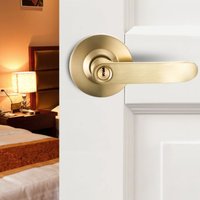 Stainless Steel Interior Door Lever Lock Set with 3 Keys - Replacement Privacy Knob Handle for Home Office Security