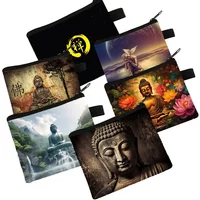 Buddhism God Print Coin Purse Shakyamuni Buddha Manjushri Mahakala Wallets Credit Card Holder Coin Bag Religious Zen Mini Purses