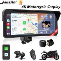 8.1 inch Motorcycle DVR 4K+1080P Dual Lens Moto GPS Navigation IPX7 Waterproof IPS Display Wireless CarPlay and Android Auto