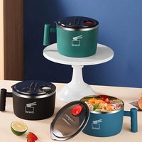 Stainless steel heat preservation bowl, instant noodle bowl with cover lunch box, portable noodle bowl, drain bowl, Lamian Noodl