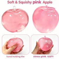 Green Pink Apple Maltose Squishy Toy Sensory Fidget Toy Soft Transparent Simulated Slow-Rebound Decompress Toy for Daily Relax