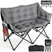 Portable Double Camping Chair Loveseat 320kg Folding 2-Seater Garden Sofa Oversized Moon Chair Rectangle Cushioned Camping Seat Padded Outdoor Heavy Duty Double Chair