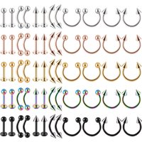 12pcs/Set Surgical Steel Silver Color Gold Plated Black Rainbow Ear Nose Eyebrow Labret Basic Piercing Jewelry Set 8mm