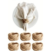 6/12/18Pcs Natural Burlap Napkin Ring Jute Rope Woven Napkin Buckles Holder Wedding Birthday Party Dinner Table Decoration