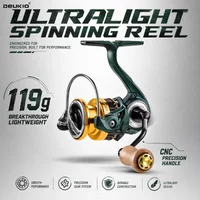DEUKIO 119g Ultralight Mini Spinning Reel 800 1000 Series 5.2:1 Ice Fishing Reel Metal Spool CNC Handle for Finesse Fishing