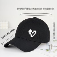Stylish, minimalist baseball cap with heart print; adjustable sun hat; perfect for casual everyday wear, camping, and vacations