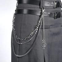 Punk Y2k Star Tassel Pants Chain for Women Men Hip Hop Silver Color Multilayer Waist Chain Dress Jewelry Gothic Rock Accessories