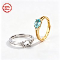 S925 Silver Ring Blank Settings Fit 5x7mm Oval Stone, DIY Handmade Jewelry Base Jewelry Making Findings Accessories Parts
