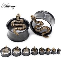 Alisouy 2pcs 8-25mm Vintage Stainless Steel Snake Ear Tunnels Plugs Expanders Stretcher Gauges Earrings Piercing Body Jewelry