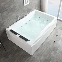 2-Person Massage Acrylic Freestanding Bathtub Jakuzi Hot Water SPA Whirlpool with Bubble Bath Waterfall Support for Indoors