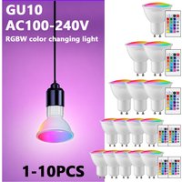 1-10PCS RGB GU10 LED Spotlight Bulb 24 Key Remote Control Dimmable 6W AC220V 110V Colorful Change for Bedroom Living Room Lamp