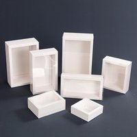 10PCS/SET Clear Window Kraft Gift Box Hardcore Foldable Drawer Gift Box Reusable DIY Gift Packaging Box Holiday Gifting