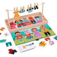Wooden Kids Clothes Drying Dress-Up Puzzle Jigsaw Montessori Games Toys Thinking Games Educational Matching Sorting Toys Gifts