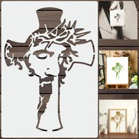 1pc Jesus Cross Painting Template Artistic Design Christian Symbol Craft Supplies