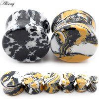 Alisouy 2PCS 6-16mm Natural Stone Double Flared Ear Tunnels Plugs Flesh Stretcher Expander Gauges Earrings Piercing Body Jewelry