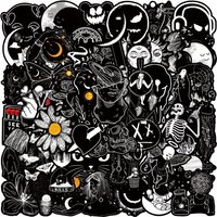 50PCS Personalized Black and White Gothic Abstract Graffiti Stickers For Helmet Bicycle Hand Account Sticker Story Store