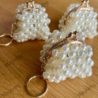 Personalized Mini Pearl Favor- Handmade Bridal Wedding Favor,Pearl Coin Purse Keychain-Pearl Pouch,Mini Clutch,Keepsake Gift