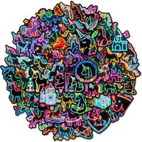 56pcs new neon unicorn graffiti stickers cartoon creative rainbow horse account water cup decoration stickers Toy Stickers