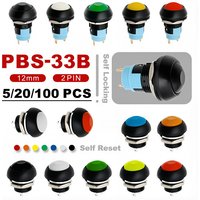 5/20/100PCS PBS-33B 2Pin Mini Switch 12mm 12V 1A Waterproof Momentary Push Button Switch Reset Locking