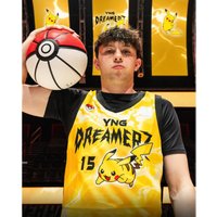 Men's Pokémon Pikachu Basketball Jersey Tie-Dye Yellow Print Graphic Apparel for Anime & Sports Fans Stylish Casual Street Wear