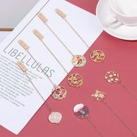 Astronaut Sakura Carp Bookmarks With Tassel Kids Stationery Gift Cartoon Metal Book Clip Pagination Mark School Office Supplies