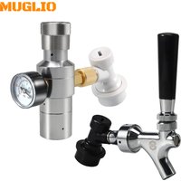 Keg Faucet CO2 Keg Charger Beer Keg Tap with Ball Lock Liquid Disconnect, Mini CO2 Regulator with Ball Lock Gas Disconnect