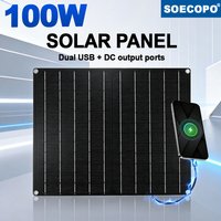 100W Portable Flexible Solar Panel Monocrystalline Waterproof, Dual USB & DC Output for Camping, RV, and 12V Battery Charging