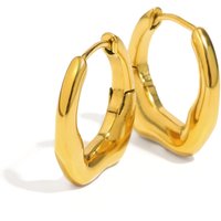 E.B.belle Mixed Color Irreguar Small Hoop Earring Stainless Steel Waterproof Party Minimalist Women Statement Ear Jewelry
